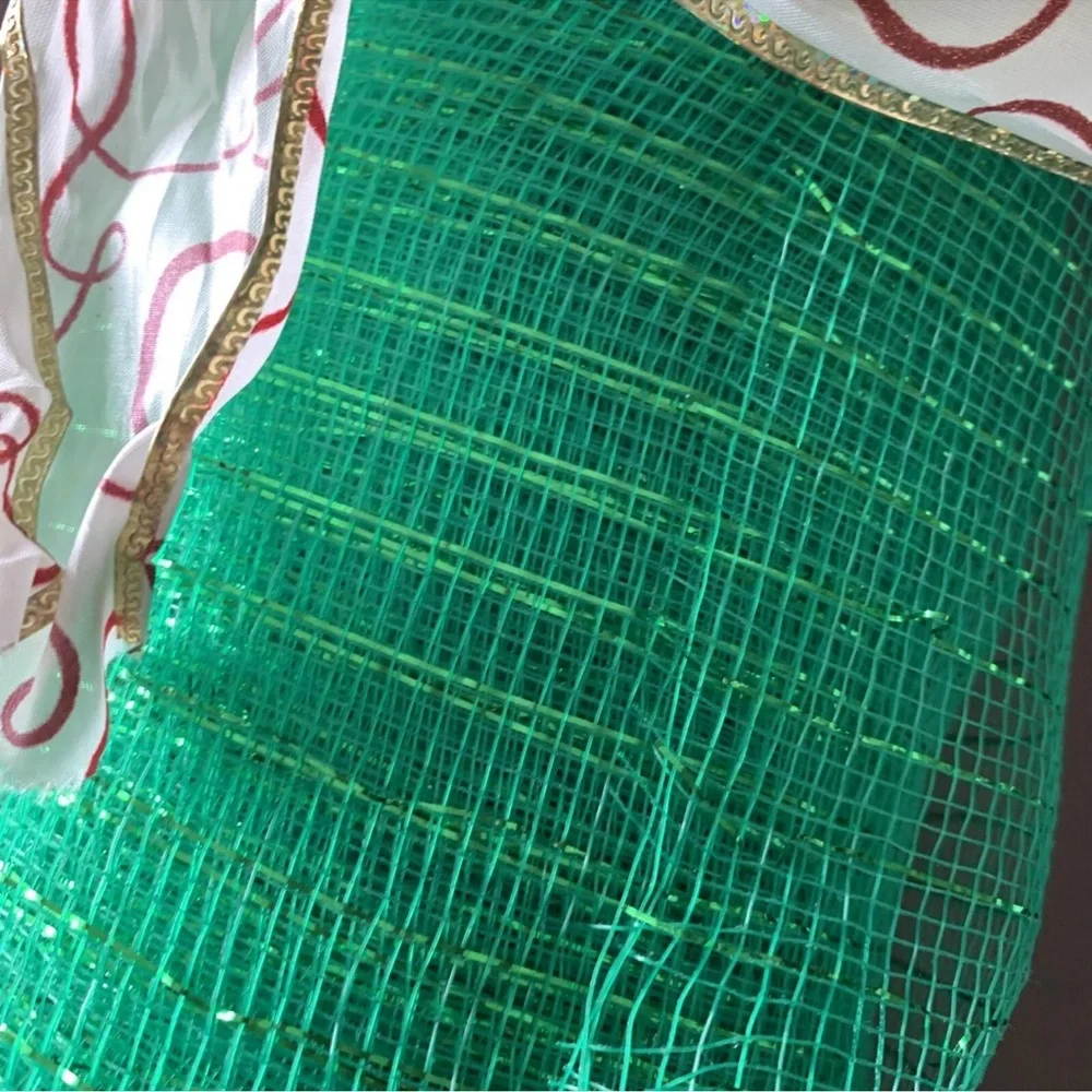 Green Decorative Mesh with Ribbon